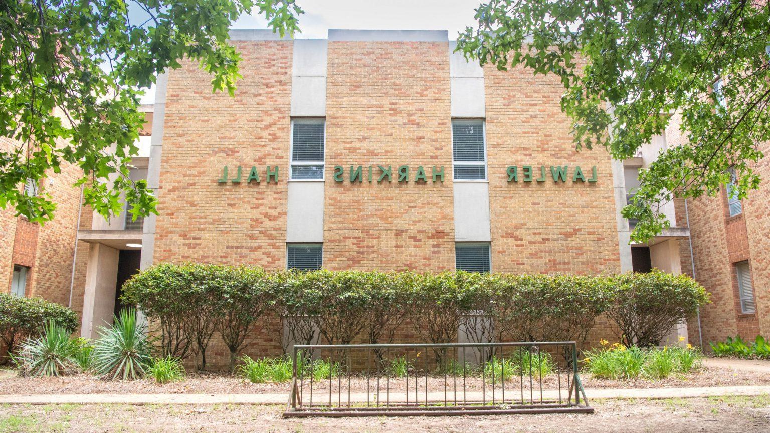 Exterior view of Lawler-Harkins residence hall.